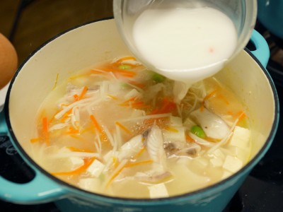 食譜-鯛魚豆腐羹+蒜蓉蒸蝦(一鍋兩菜)