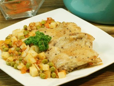 食譜-香煎雞排佐燉鮮蔬