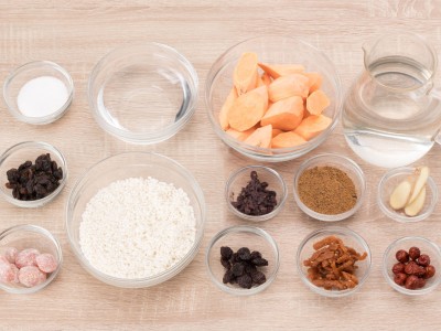 食譜-【一鍋兩菜】八寶米糕&黑糖地瓜桂圓湯